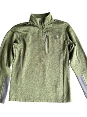 North Face Sweater Men Pullover Fleece Lined Green Half Zip Long Sleeve S small